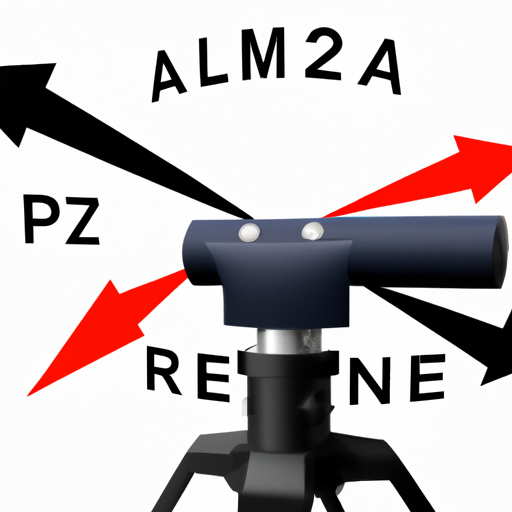 מצלמת PTZ עם חיצים המציינים את טווח התנועה שלה.