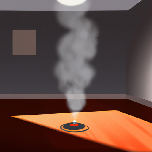 תמונה המתארת חדר בוער רק עם גלאי עשן או ממטרה לכיבוי אש